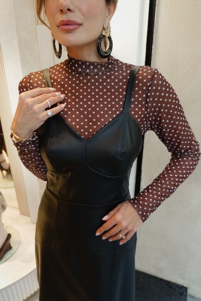 Blusa Tule Poá Print - Donna Ritz