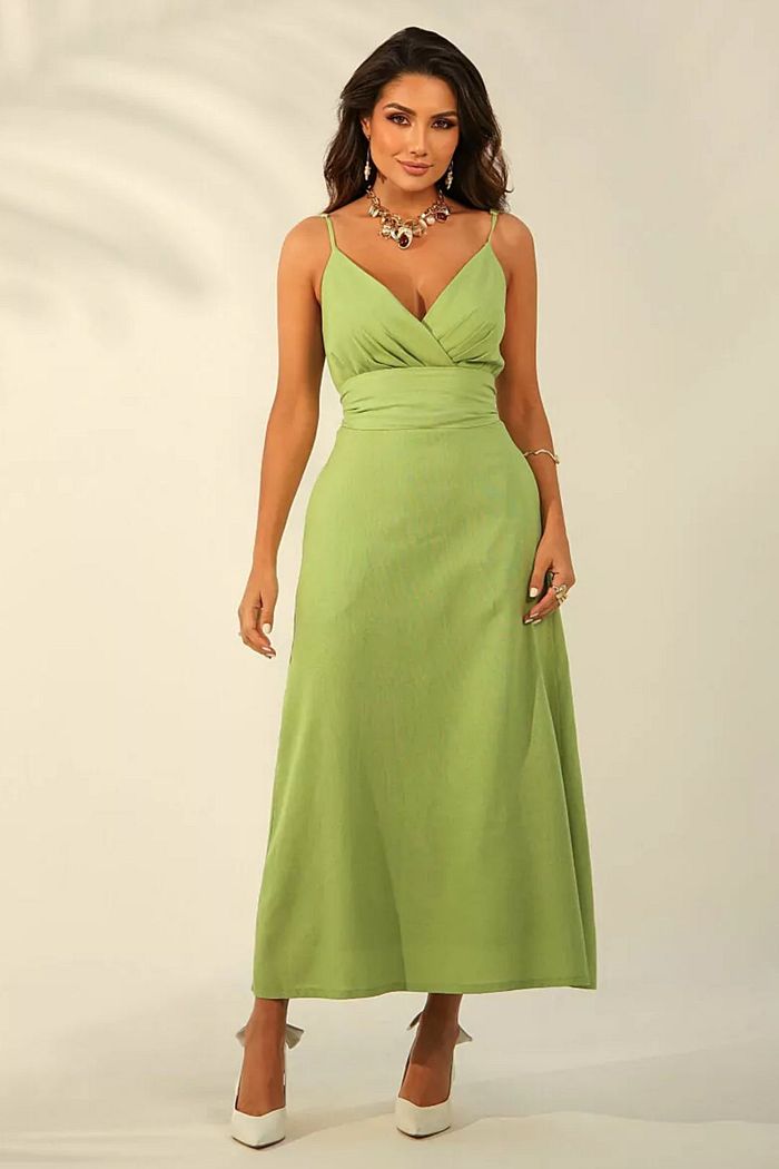 Vestido Midi Linho Misto - Bruna