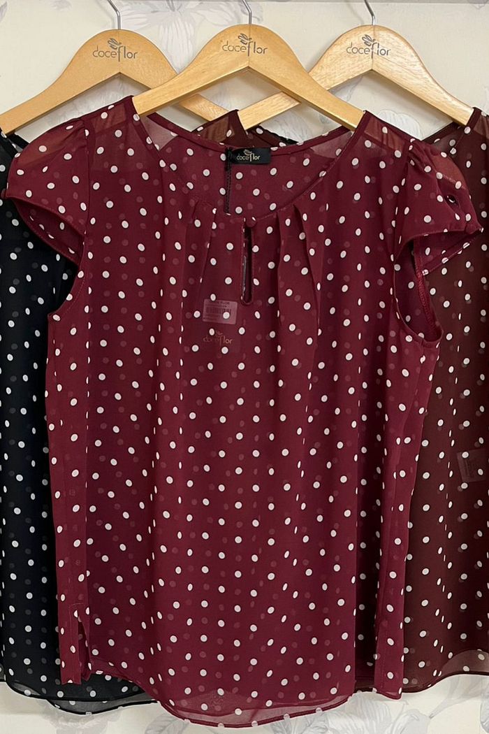 Blusa Crepe Poás Com Pregas - Doce Flor