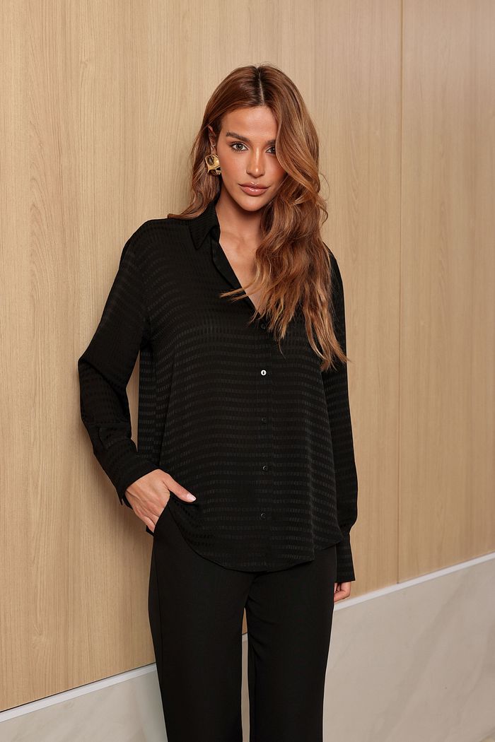 Camisa Crepe Social Maquinetada - Doce Flor