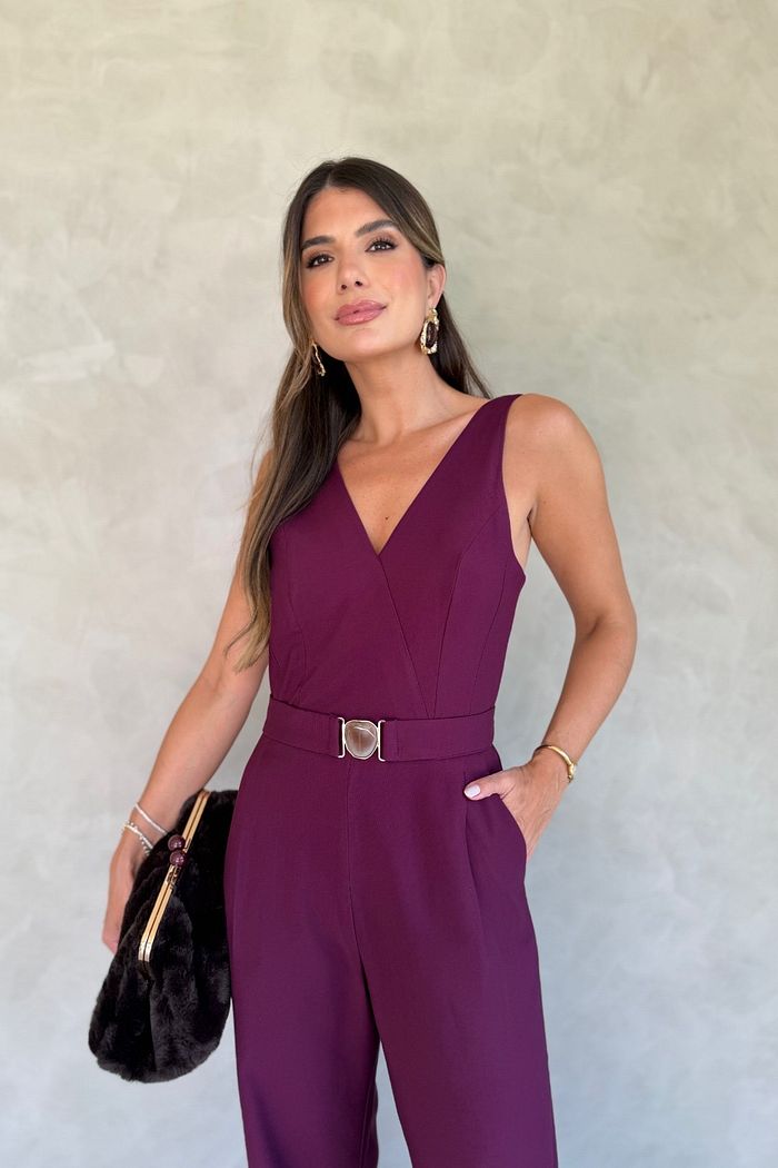 Macacão Twill Aviamento De Pedra - Donna Ritz