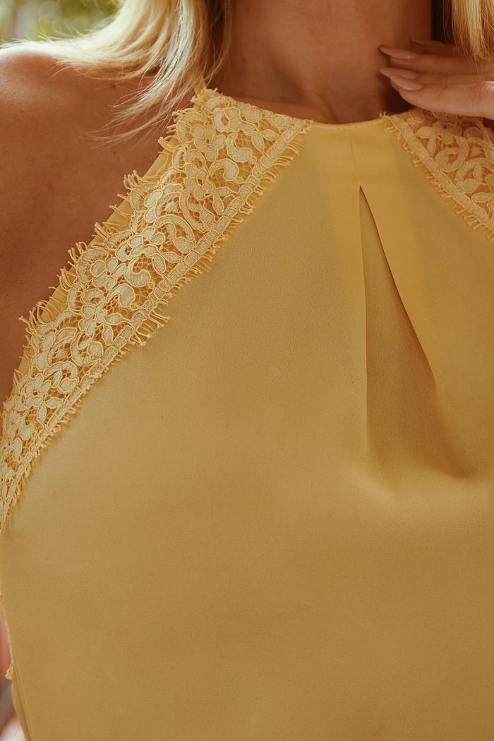 Regata Crepe Halter Renda - Donna Ritz