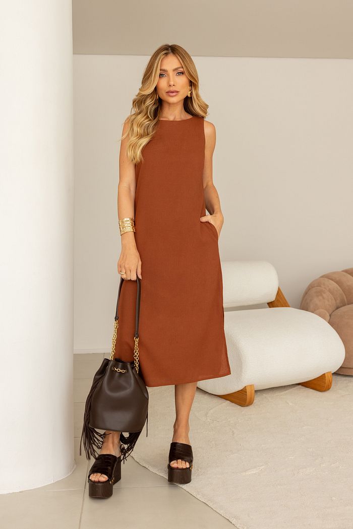 Vestido Regatão Linho Misto - Doce Flor