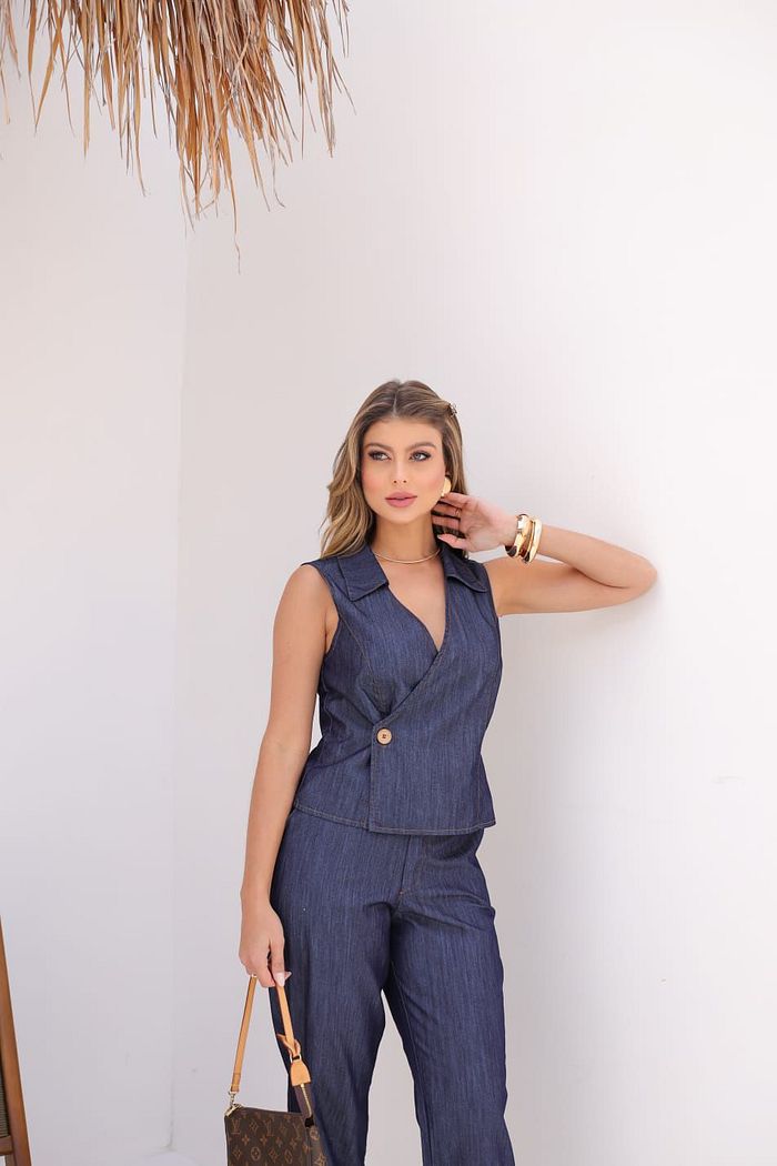 Colete Transpasse Jeans