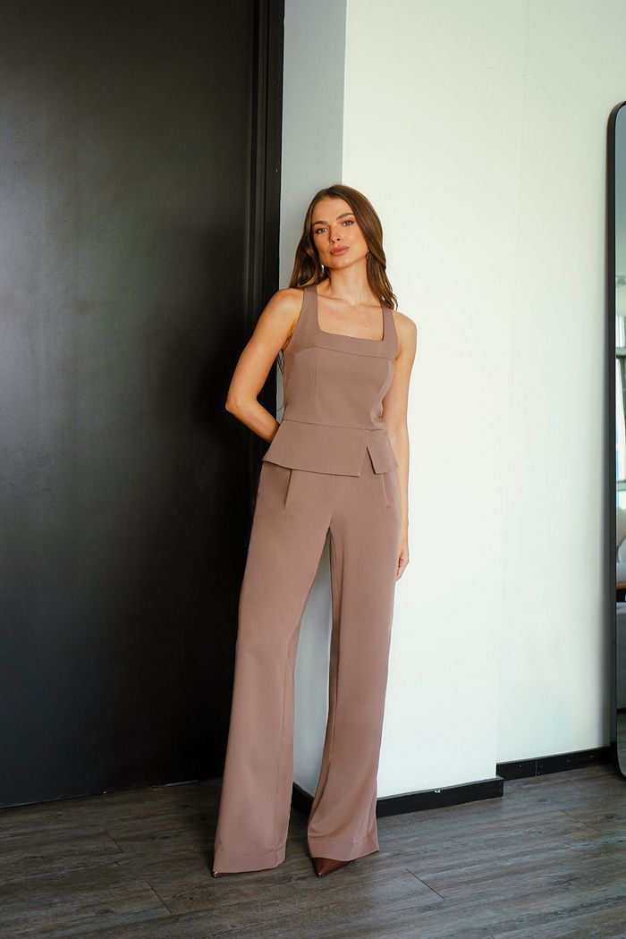 Calça Wide Leg Alfaiataria Cós - Donna Ritz