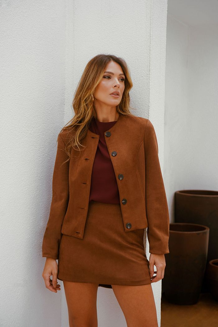 Casaqueto Suede Manga Ballon - Donna Ritz