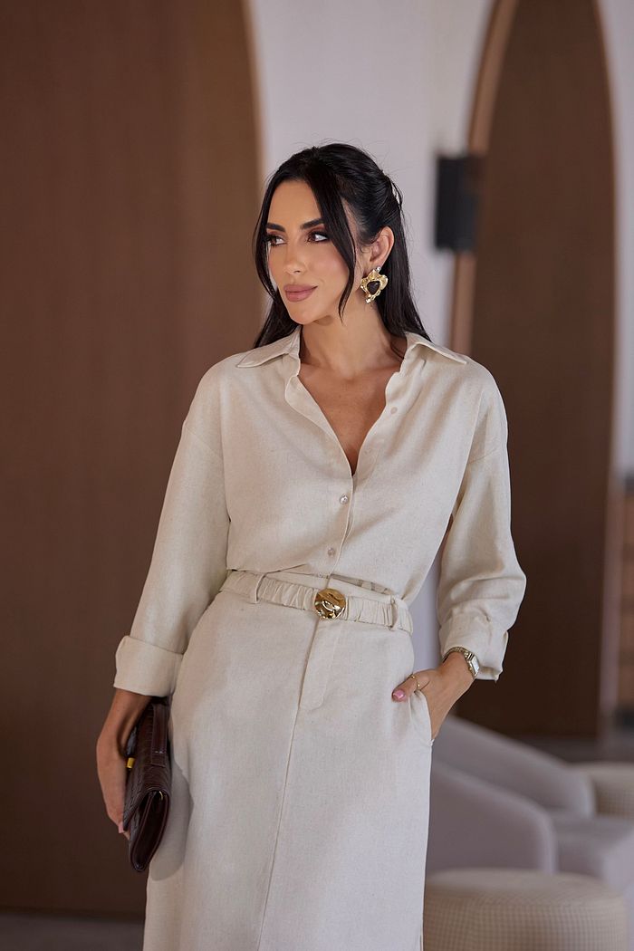 Camisa Viscolinho Botão - Milalai