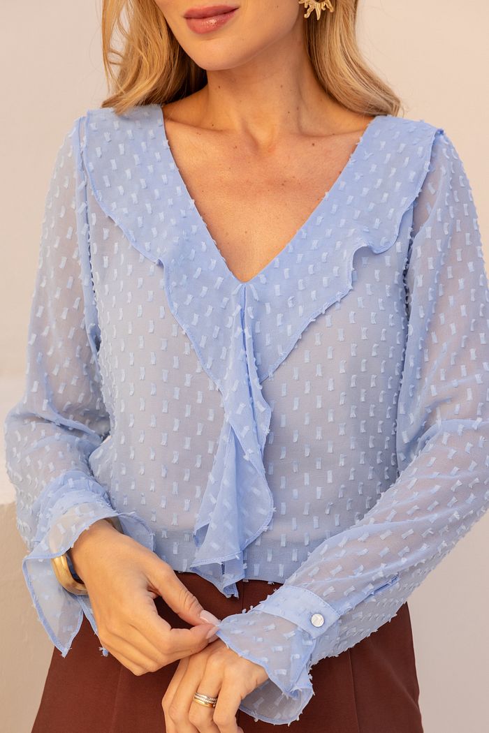 Blusa Chiffon Com Jabots - Doce Flor