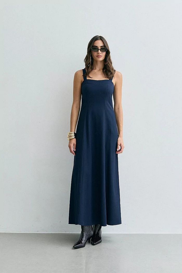 Vestido Viscose Longo Alça Larga