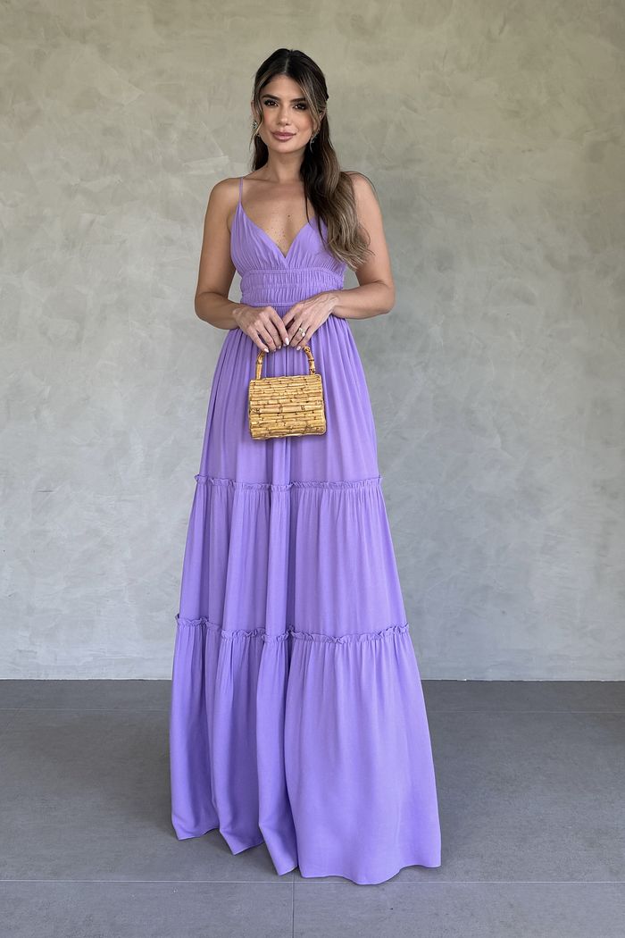 Vestido Longo Viscose Franzido - Unique Chic