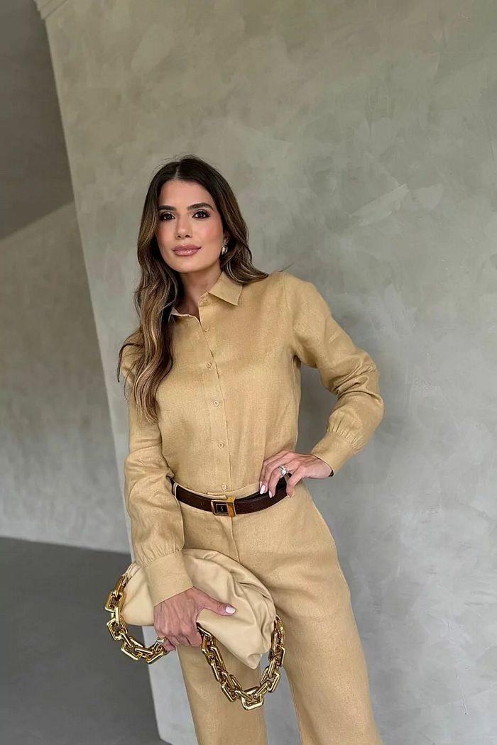 Camisa 100% Linho Natural - Doce Flor