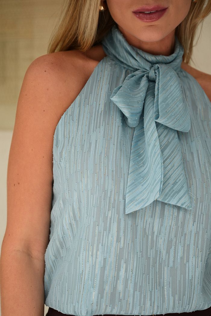 Regata Gola Laço Em Chiffon - Doce Flor