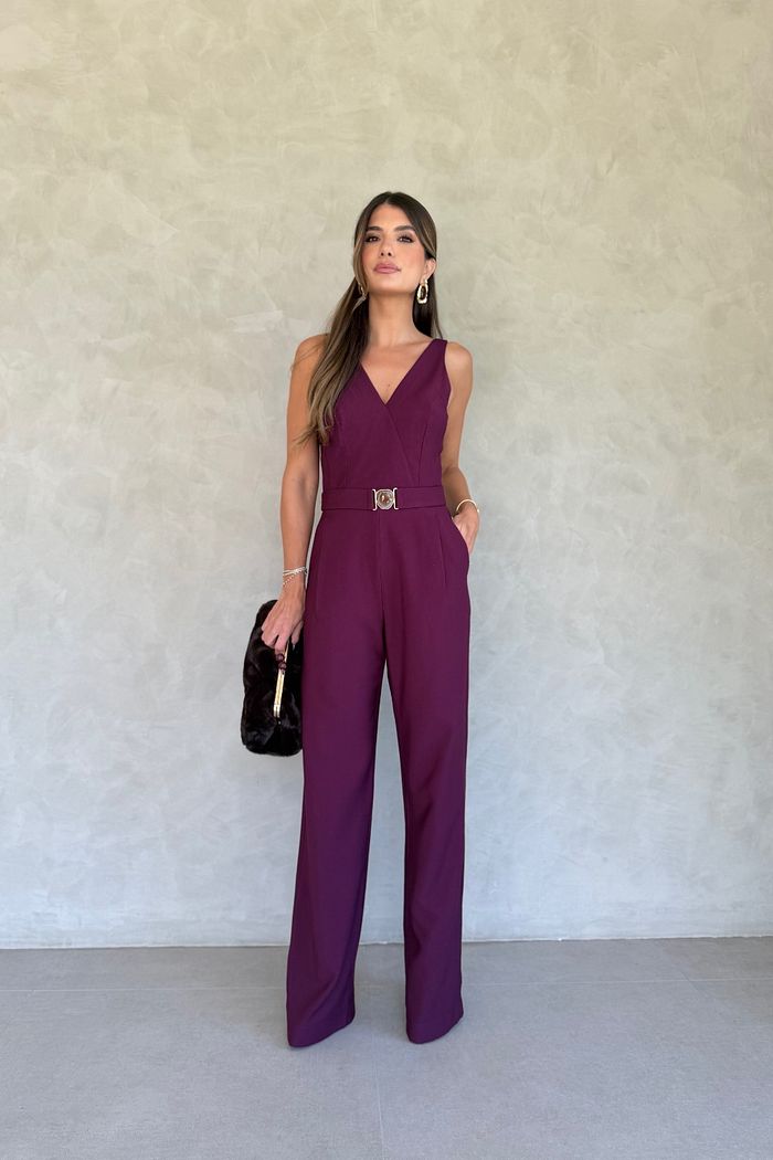 Macacão Twill Aviamento De Pedra - Donna Ritz