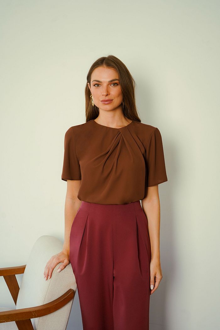 Blusa Crepe Detalhe Prega - Donna Ritz