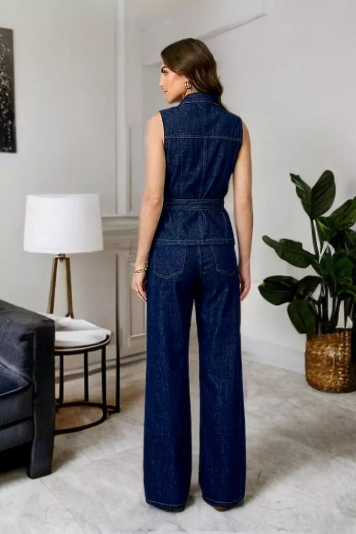 Calça Wide Leg Jeans Bolso