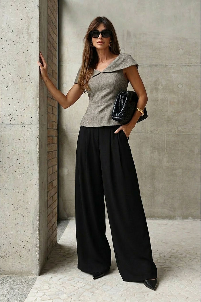 Calça Pantalona Feminina Alfaiataria - Unique Chic