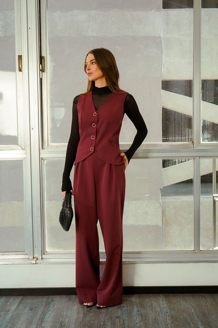 Calça Wide Leg Alfaiataria Pregas - Donna Ritz