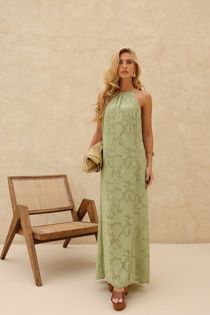 Vestido Longo Em Chiffon - Doce Flor