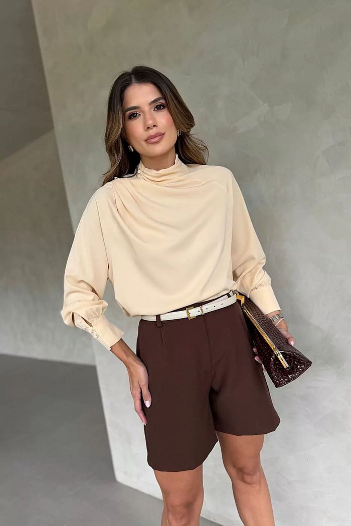 Blusa Acetinada Manga Longa - Doce Flor