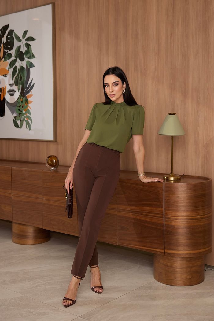 Calça Alfaiataria Botões Nervura Frontal - Milalai