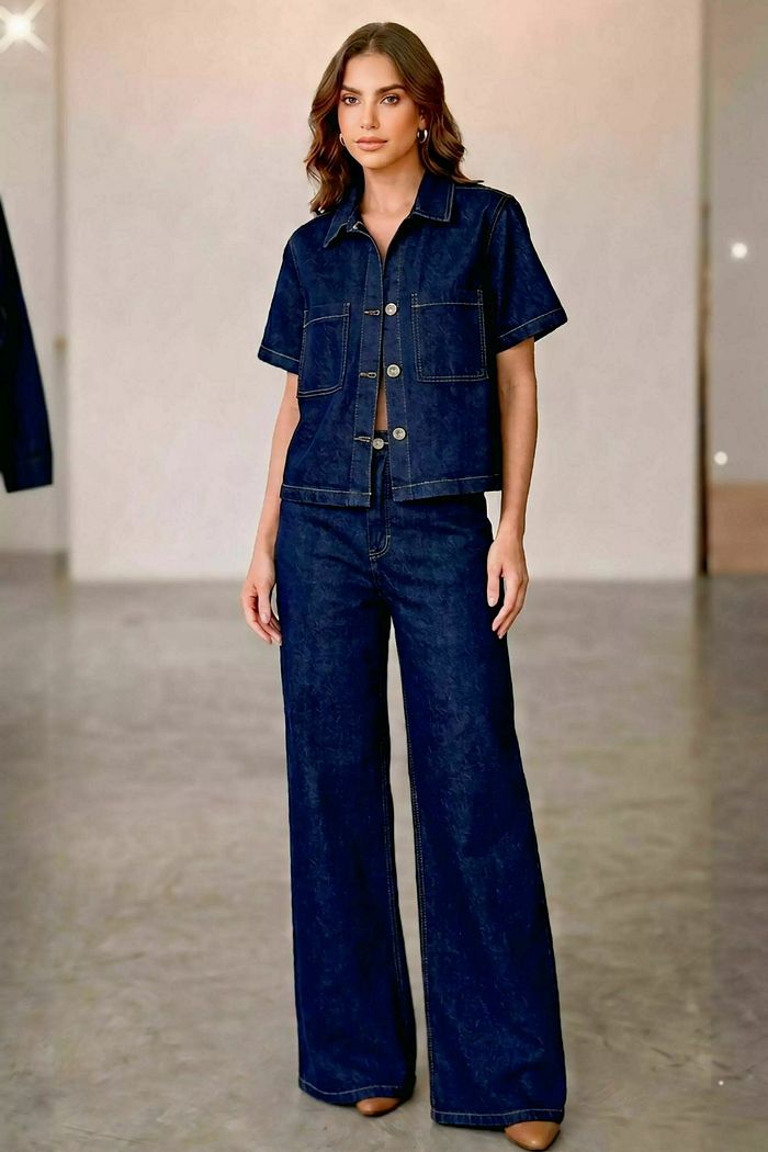 Jaqueta Jeans Manga Curta