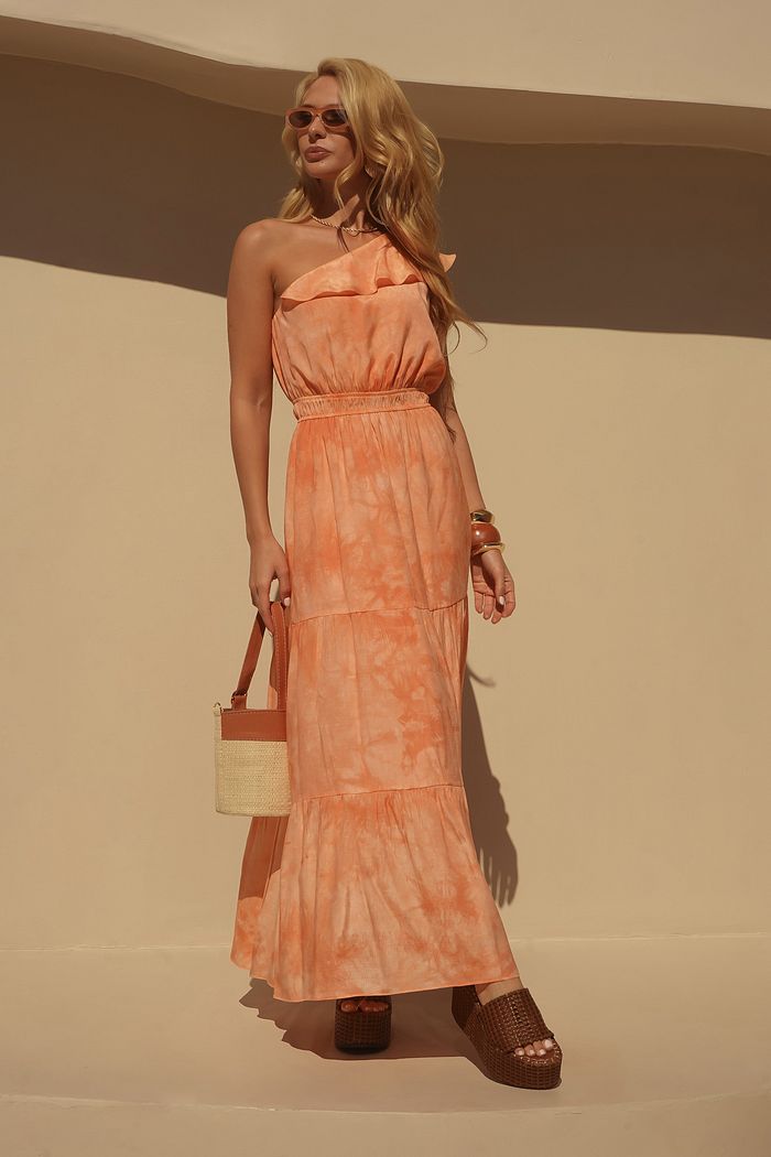 Vestido Longo Um Ombro Color Splash - Donna Ritz