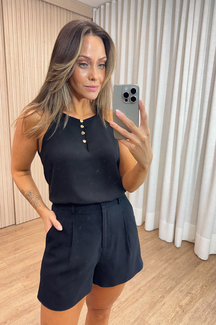 Regata Halter Botões Orgânico - Donna Ritz