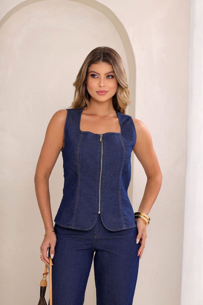 Blusa Jeans Zíper