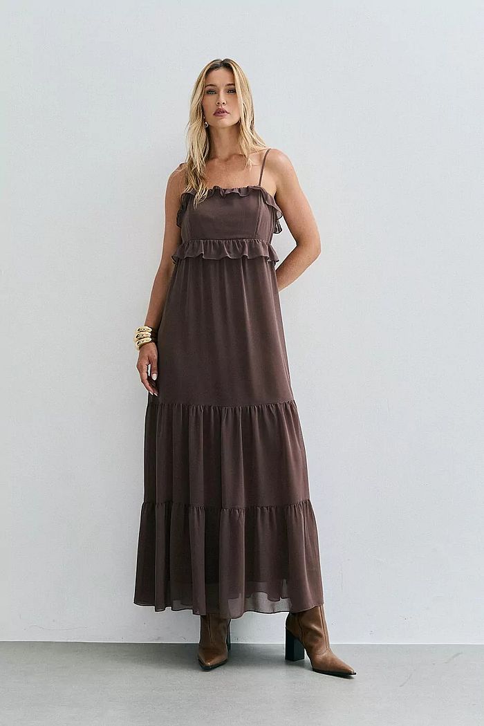 Vestido Longo De Alça Evasê