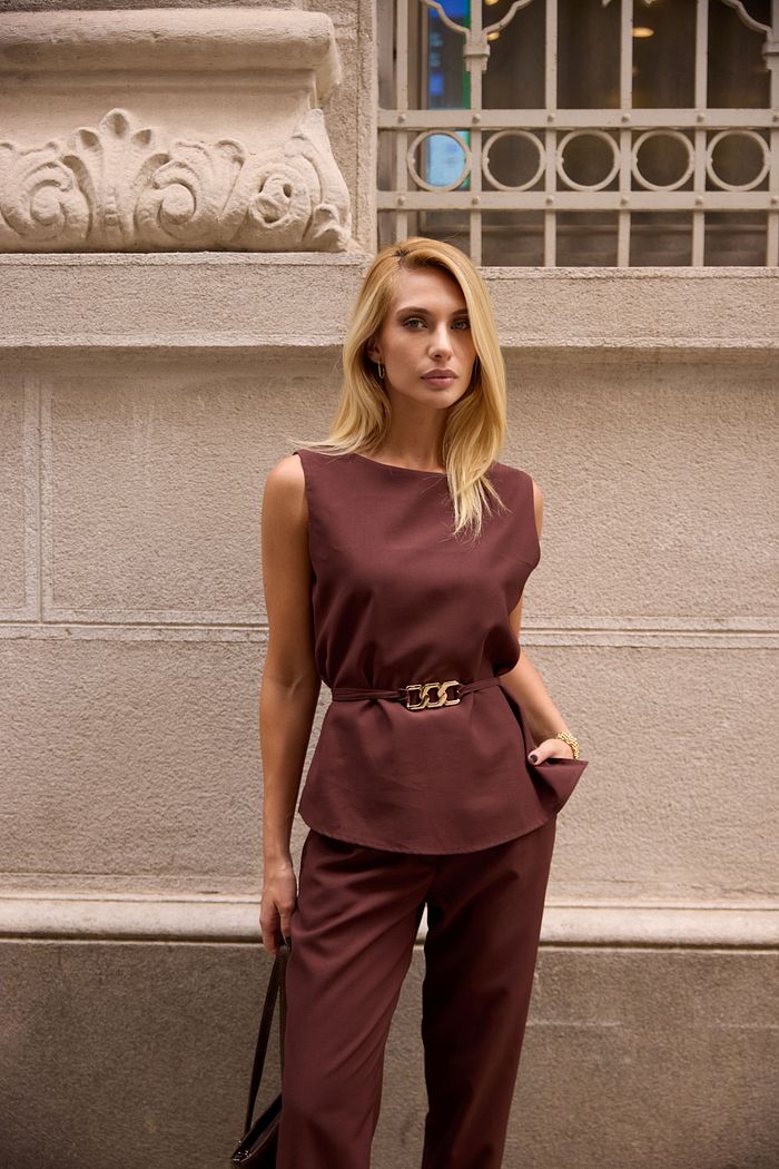 Regata Cinto Roletê Fivela Dourada - Doce Flor