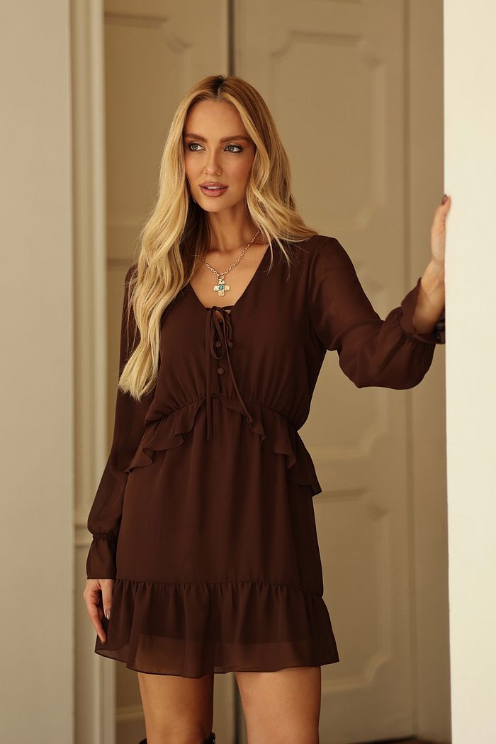 Vestido Curto Chiffon Babados - Donna Ritz