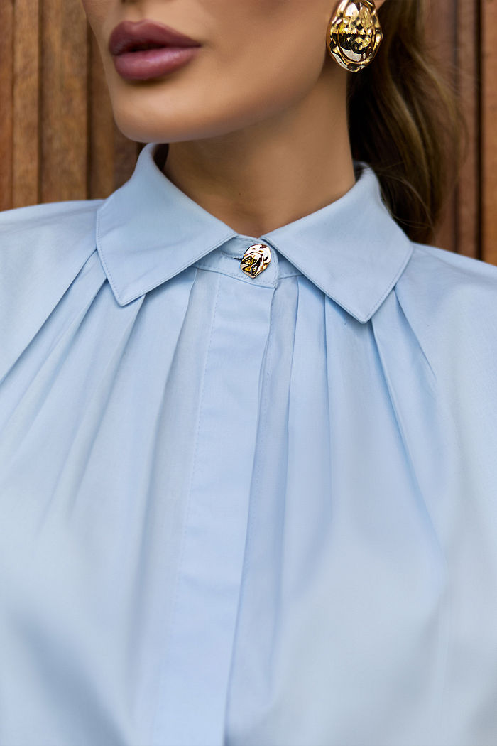 Camisa Tricoline Franzido Botão - Unique Chic