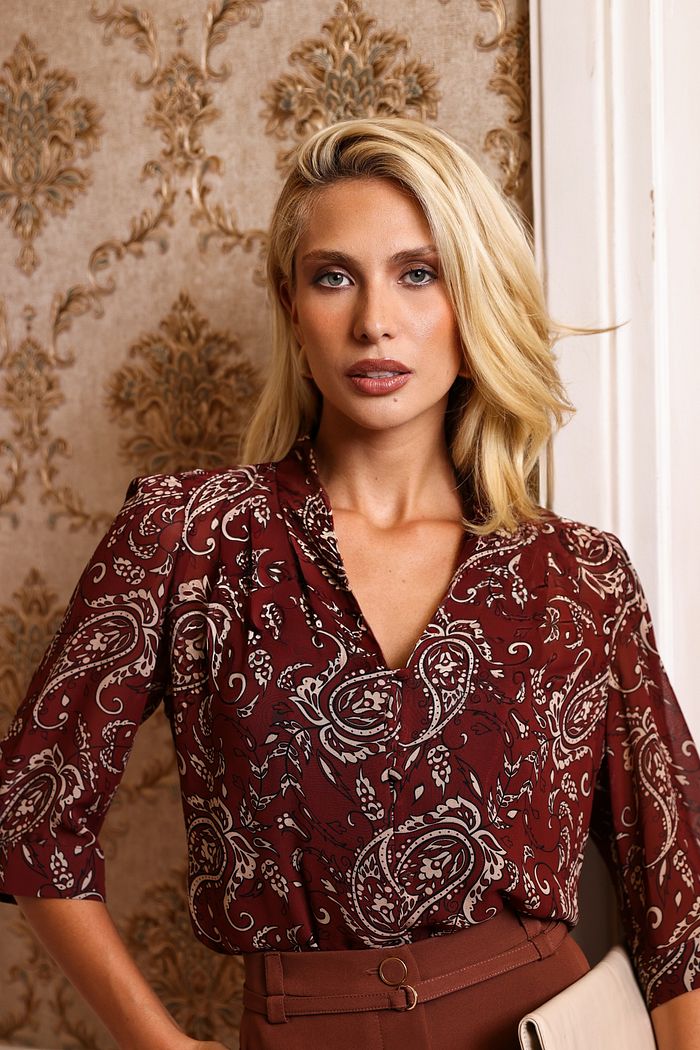 Blusa Manga 3/4 Estampa Cashmere - Doce Flor