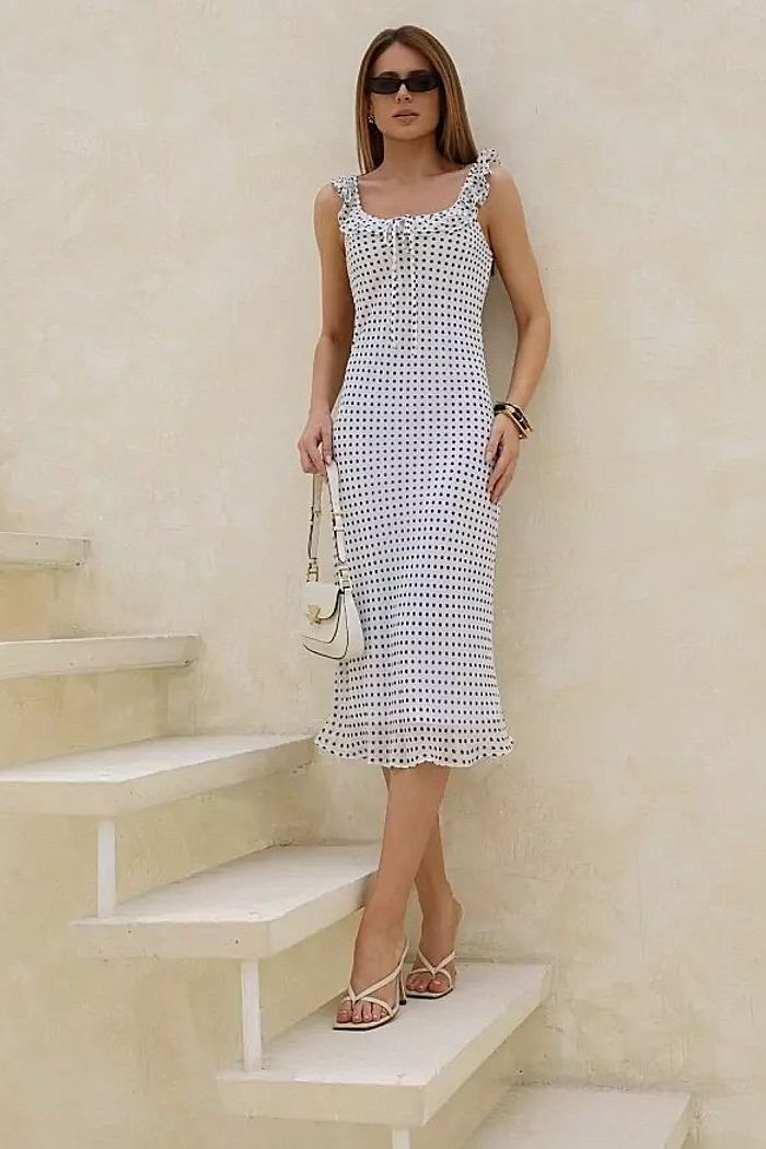 Vestido Midi De Poás Com Babados - Doce Flor