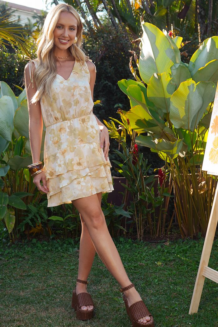 Vestido Curto Camadas Floral-Donna Ritz