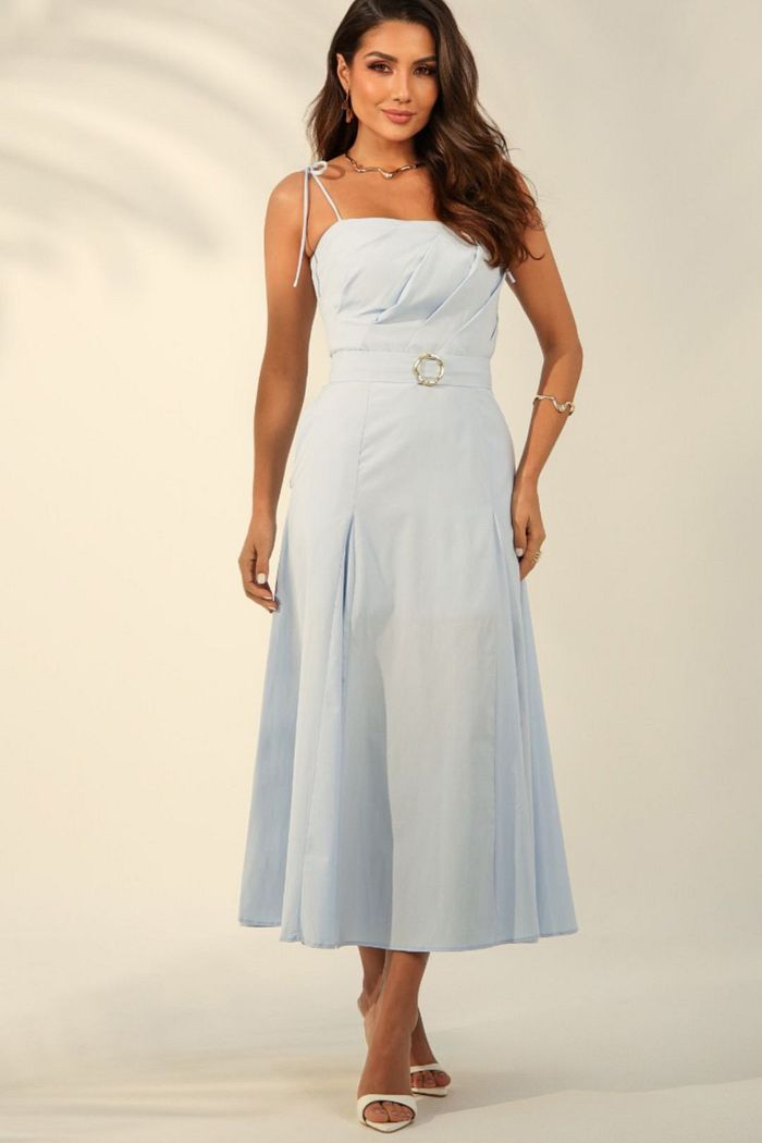 Vestido Drapeado Midi Cinto - Luciana