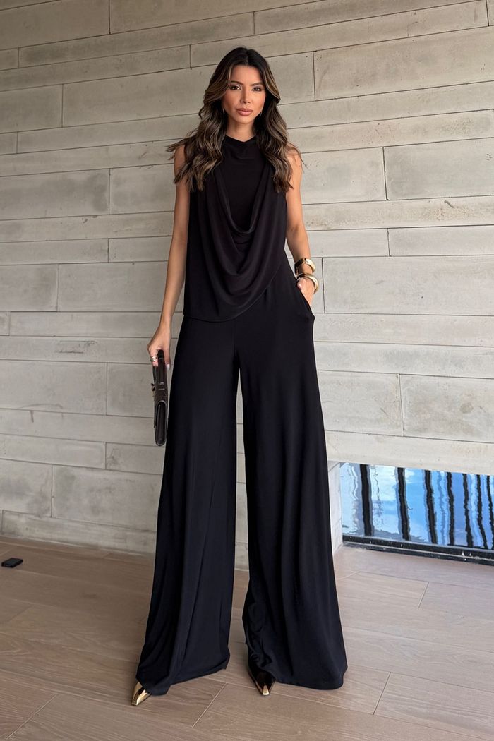 Macacão Pantalona Jersey Degagê - Unique Chic