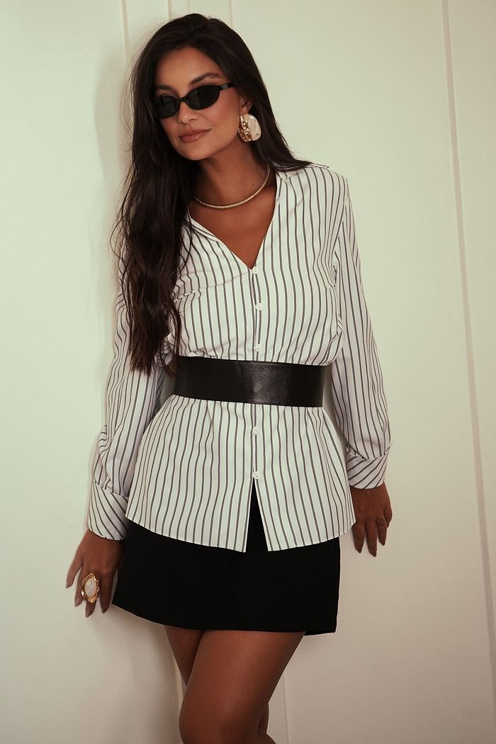 Camisa Listrada Amarração - Donna Ritz