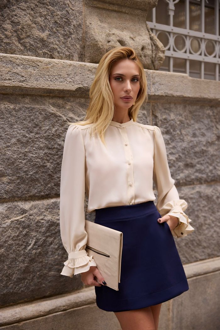 Camisa Crepe Punho Babados - Milalai