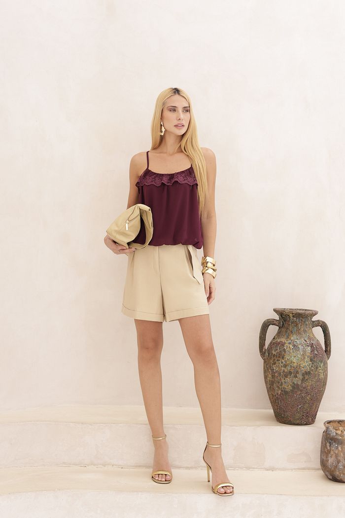 Shorts Com Faixa Cós - Doce Flor