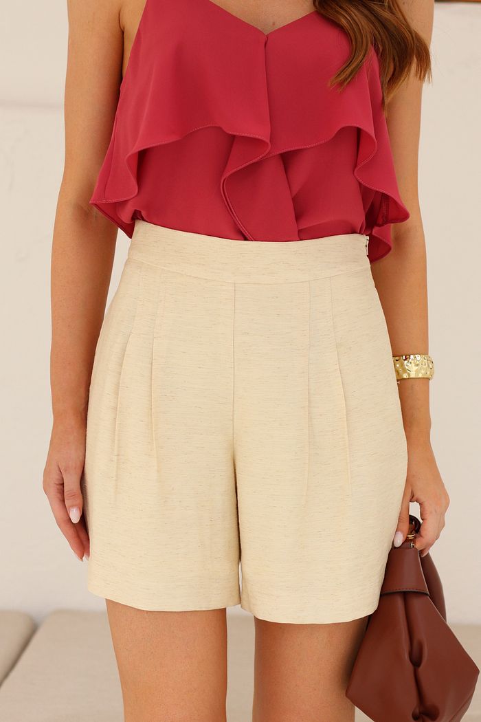 Short com Pregas e Bolsos -Doce Flor