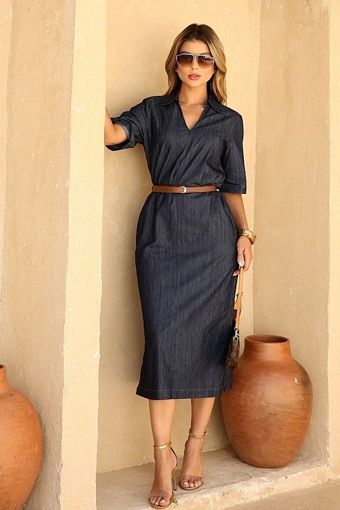 Chemise Com Cinto Jeans