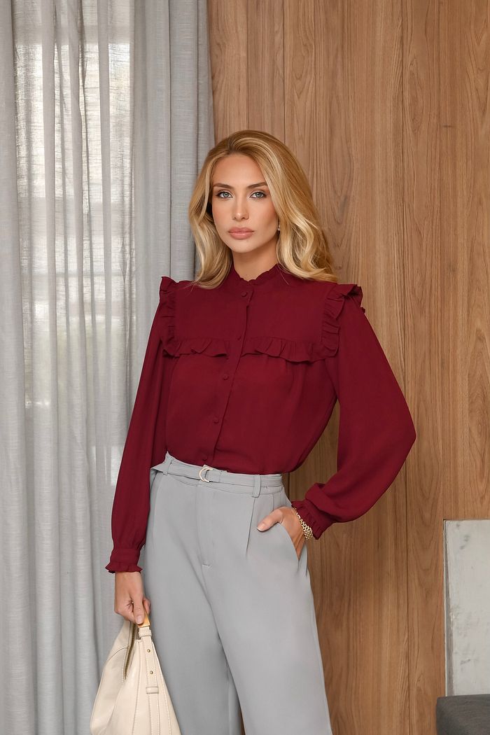 Camisa Crepe Babado Pala Frontal - Milalai