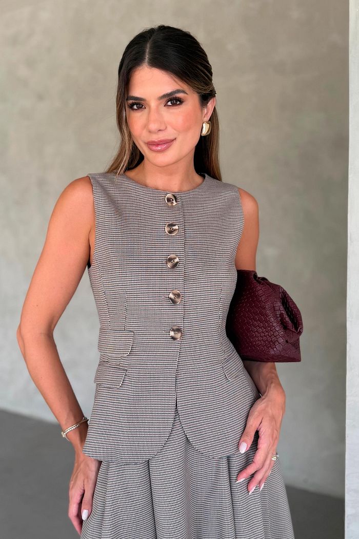 Colete Lapela Pied Poule - Unique Chic