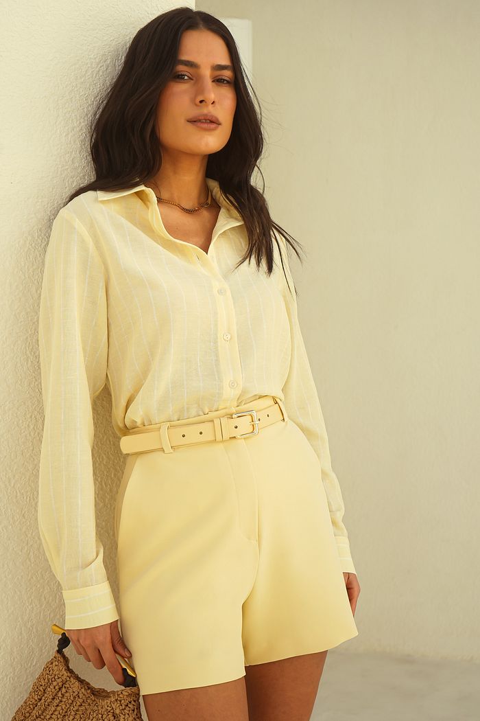 Camisa Maxi Linen Listrado - Donna Ritz