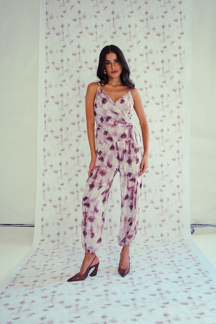 Macacão Harem Estampa Floral Exclusiva - Donna Ritz