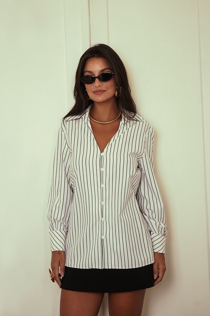 Camisa Listrada Amarração - Donna Ritz