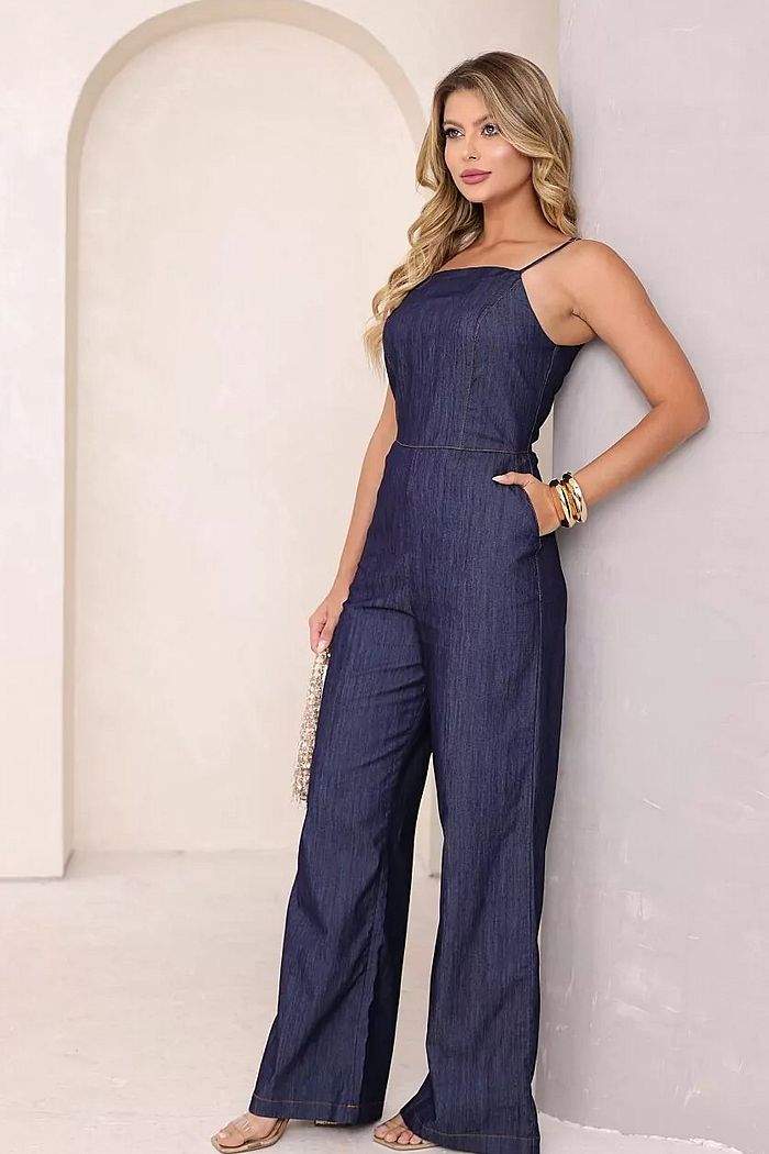 Macacão Longo Alça Jeans