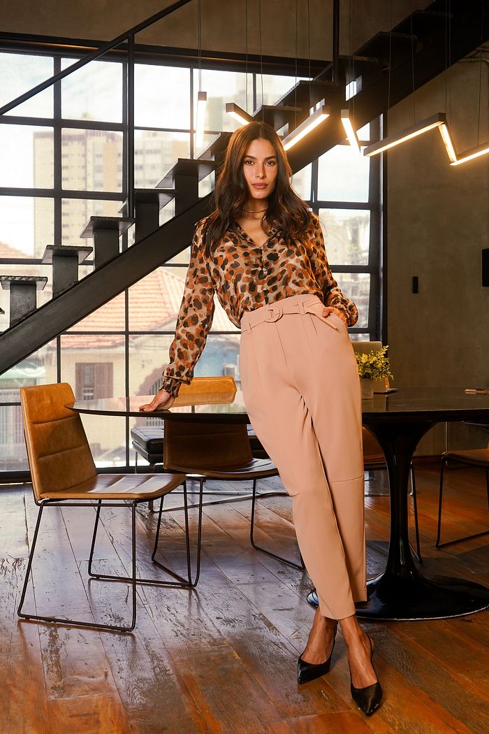 Camisa Chiffon Estampado Stone - Donna Ritz