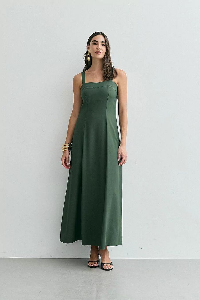 Vestido Viscose Longo Alça Larga